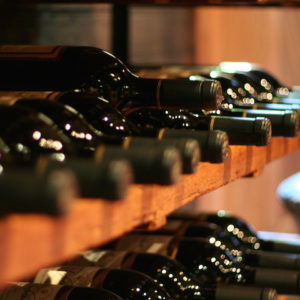 image of wine Bottles on a rack